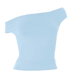 Hollow out off shoulder solid crop cut out top