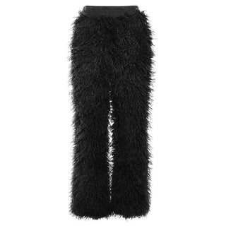 Fluffy patchwork solid high rise pant-final-sale