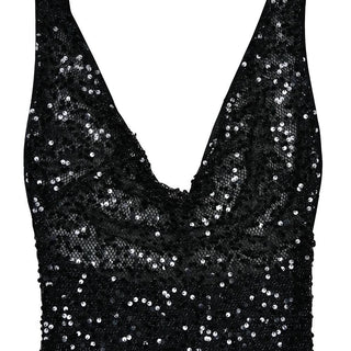 Halter self tie glitter u neck low cut backless maxi dress