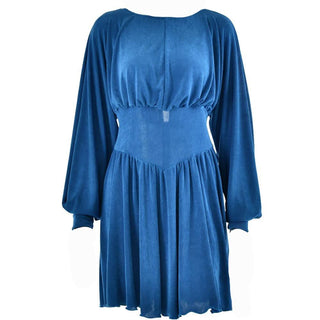 Button ruched corset solid long sleeve mini dress-final-sale