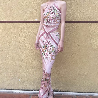 Bowknot ruffle ruched contrast flower print skirt set