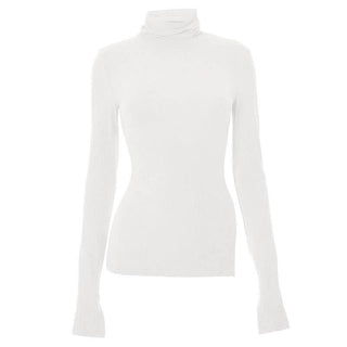 Long sleeve high neck slit irregular solid top