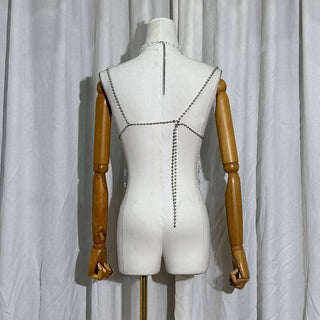 Halter metal chain beaded tassels cami top