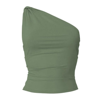 One shoulder ruched backless irregular top