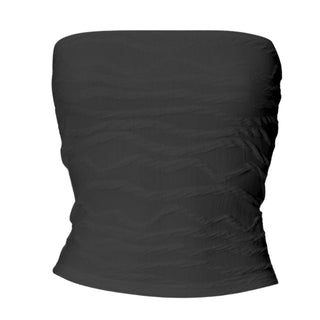 Textured solid backless ruched tube top