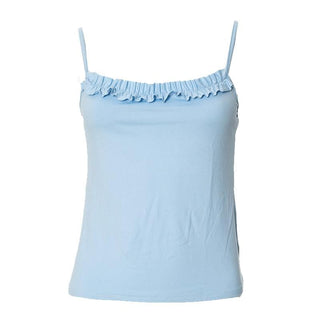 Ruffle backless ruched solid cami top