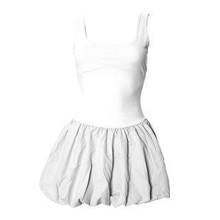 Square neck solid ruched backless cami mini dress