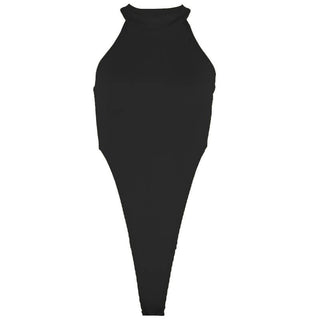 Sleeveless halter solid bodysuit