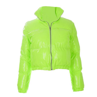 Long sleeve turnover collar zip-up PU leather top