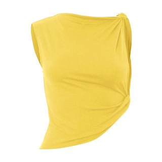 Crewneck irregular ruched solid top