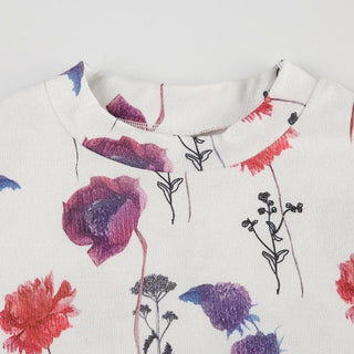 Short sleeve crewneck flower print top
