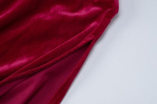 Velvet solid o ring hollow out slit backless cut out maxi dress-final-sale