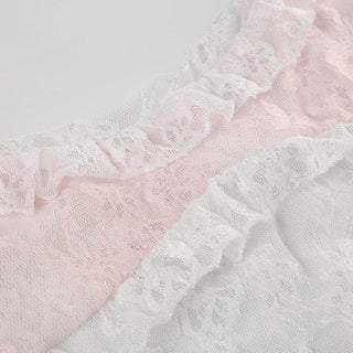 Halter u neck lace hem ruffle top