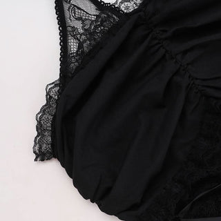 Halter ruffle hollow out lace hem cut out mini dress