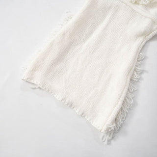 Halter self tie tassels knitted backless mini dress