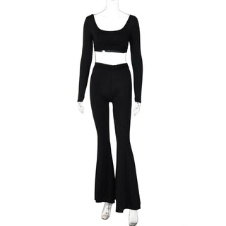 Leopard print u neck high rise pant set