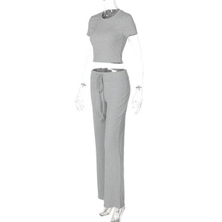 Short sleeve crewneck drawstring pant set