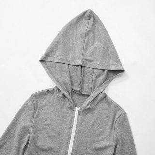 Hoodie zip-up contrast sports pants set