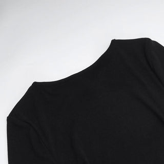 Long sleeve hollow out buckle crewneck cut out maxi dress