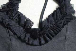 One shoulder ruffle hollow out ruched cami cut out mini dress