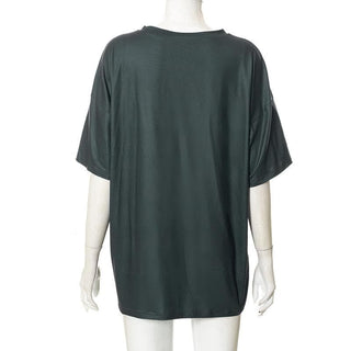 Contrast print short sleeve crewneck T-shirt top