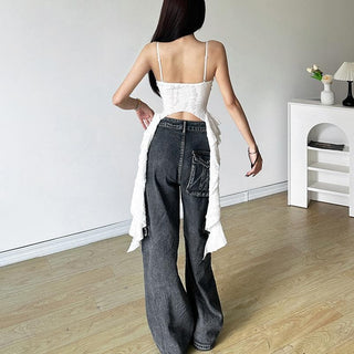 U neck textured metal applique crop top