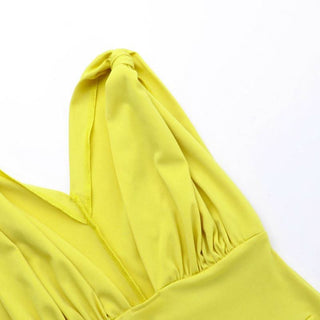 V neck ruched solid cami mini dress