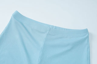 Long flared sleeve crewneck ribbed pant set