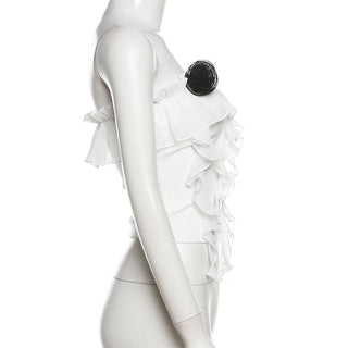 Rose applique ruffle ruched tube top