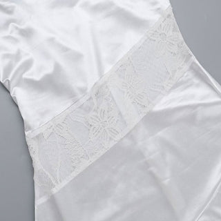 Satin lace hem patchwork ruffle cami mini dress