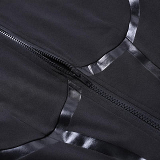 Zip-up PU leather long sleeve high neck solid jumpsuit