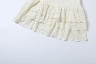 Lace hem knitted see through cami mini dress