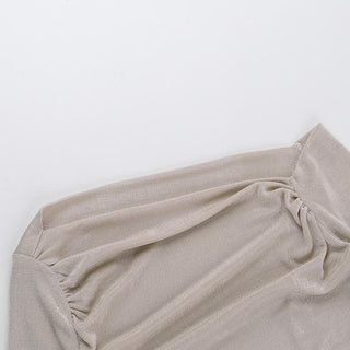 Long sleeve one shoulder ruched top