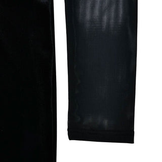 High neck long sleeve mesh patchwork velvet maxi dress