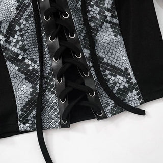 Long sleeve print lace up top