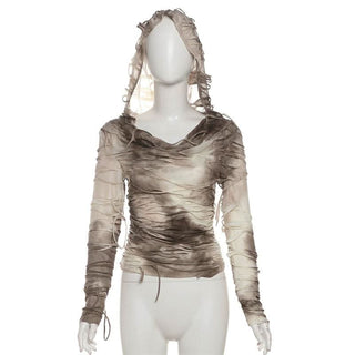 Hoodie long sleeve tie dye top