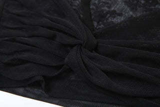 Long sleeve hollow out ruched lace cut out top