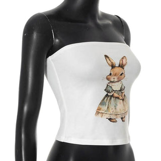 Backless squirrel pattern contrast tube top