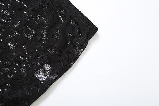 Lace see through u neck backless cami maxi skirt set