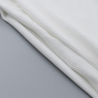 Long sleeve off shoulder irregular ribbed backless top