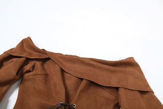 Off shoulder long sleeve lace up zip-up top