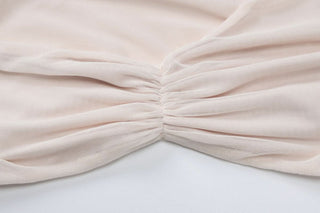 Long sleeve mesh patchwork ruched maxi skirt set