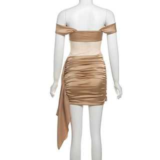 Off shoulder ruched corset mini dress