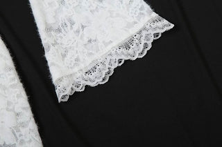 Long sleeve lace cross front slit maxi dress