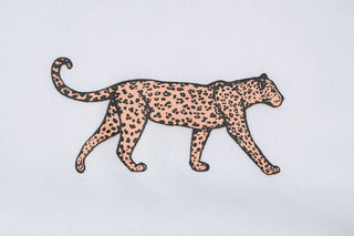 Long sleeve crewneck leopard pattern zip-up top