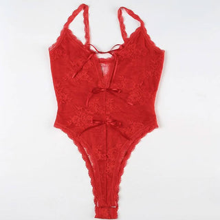 V neck lace bowknot cami bodysuit