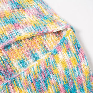 Knitted long sleeve contrast coat top-final-sale