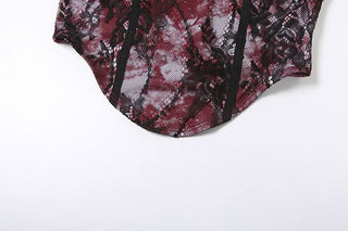 Sweetheart neck tie dye lace cami top