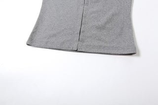 Ribbed lace hem button cami top