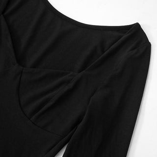 Ruched v neck long sleeve solid mini dress